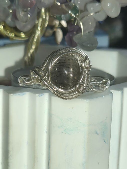 Bague Pierre de soleil Noire  -force et confiance
