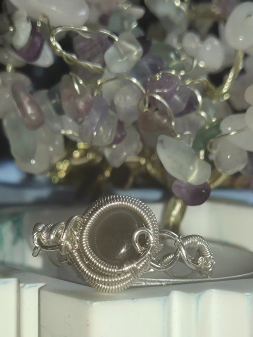 Bague Pierre de lune Noire ,hecatolite - medium & feminin sacré