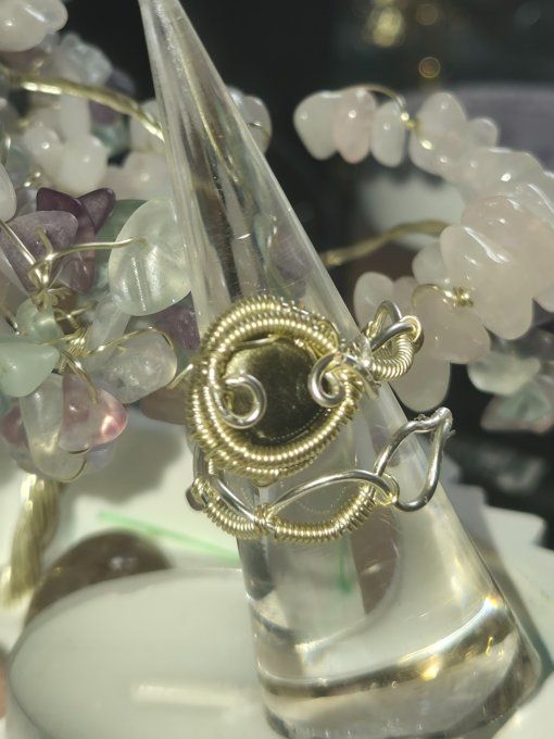 Bague Obsidienne Dorée - Ajustable 