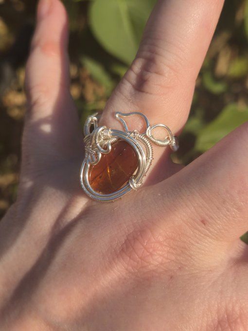 Bague Ambre bleu  ✨serenité joie et clarté   