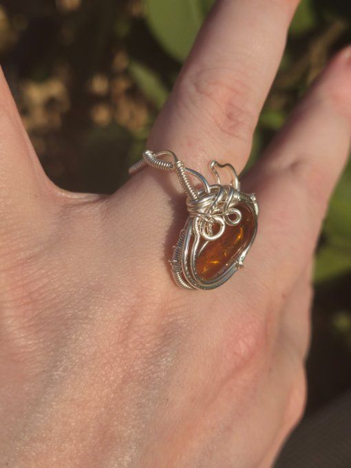 Bague Ambre bleu  ✨serenité joie et clarté   