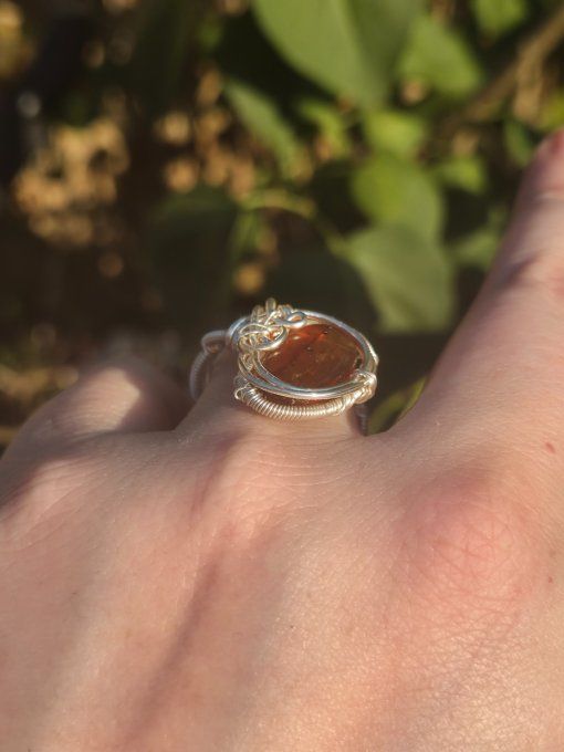 Bague Ambre bleu  ✨serenité joie et clarté   