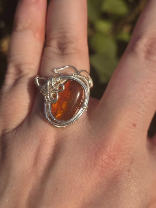 Bague Ambre bleu  ✨serenité joie et clarté   