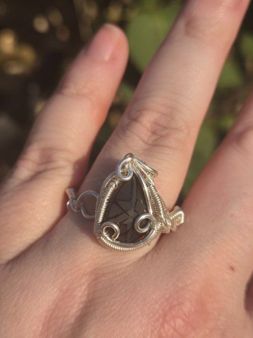 Bague spinelle noire : purification & ancrage -bouclier