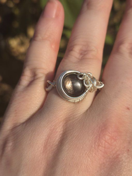 Bague hypersthène ,pierre naturelle protection et ancrage 