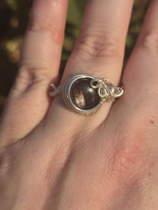 Bague hypersthène ,pierre naturelle protection et ancrage 