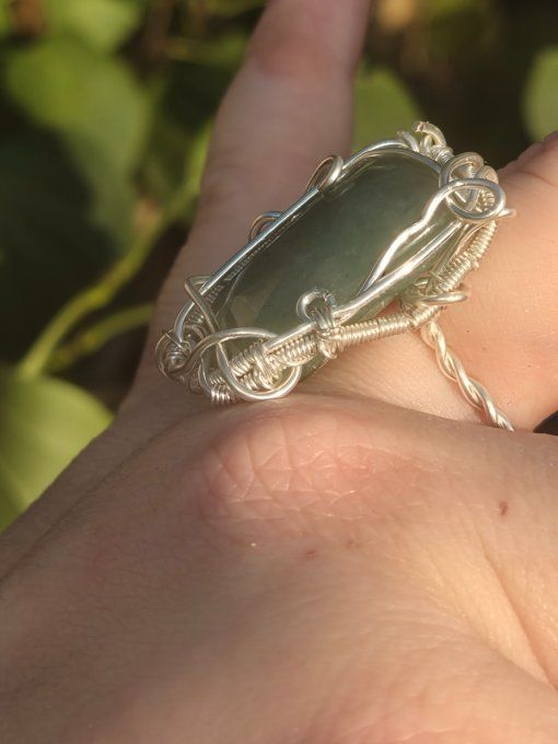 Bague Chevaliere aventurine verte -prosperité & joie