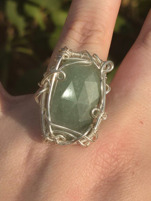 Bague Chevaliere aventurine verte -prosperité & joie