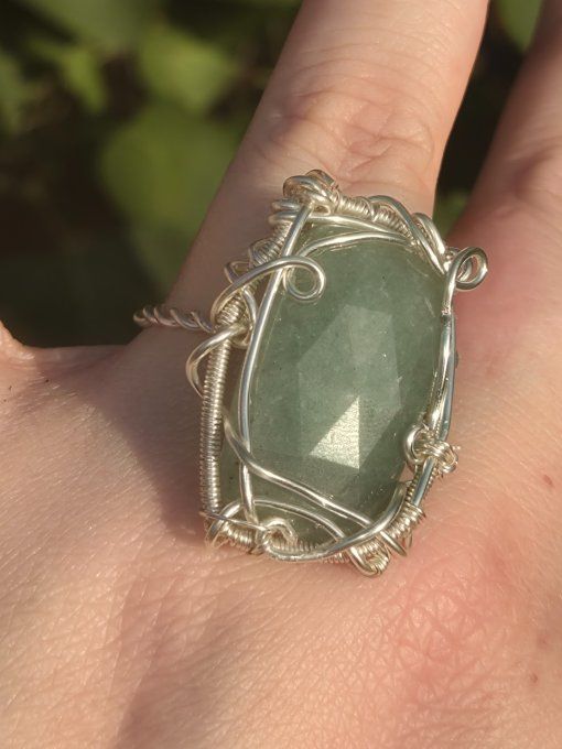Bague Chevaliere aventurine verte -prosperité & joie