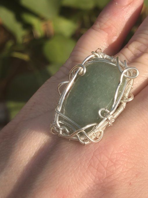 Bague Chevaliere aventurine verte -prosperité & joie