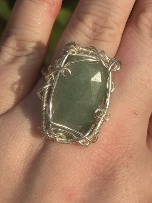 Bague Chevaliere aventurine verte -prosperité & joie