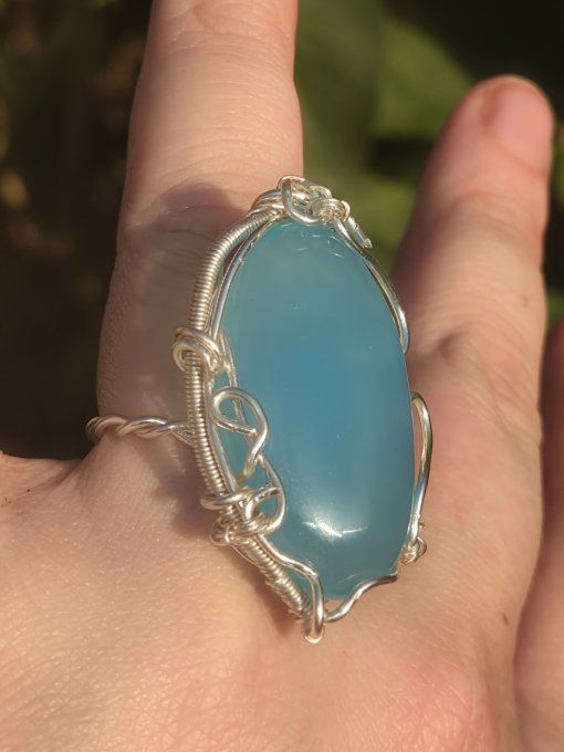 Bague chevalière Onyx bleu d'argentine 
