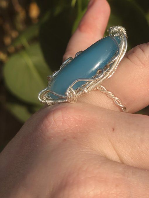 Bague chevalière Onyx bleu d'argentine 