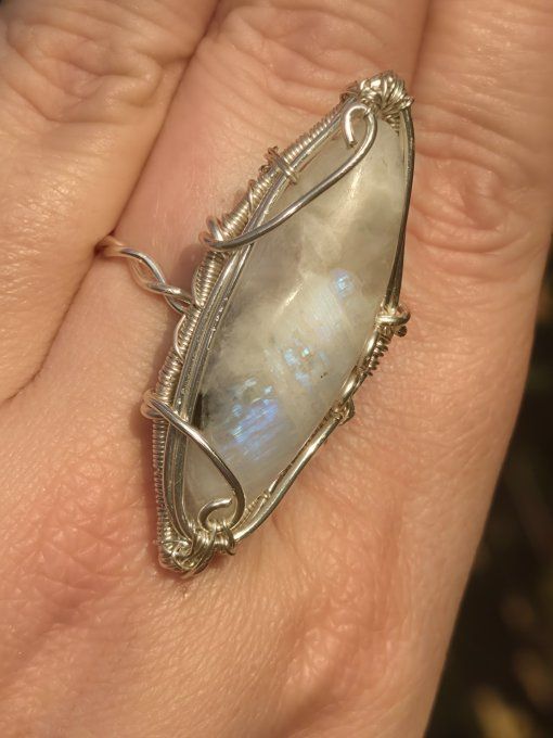 Bague chevalières pierre de lune : Péristerite ✨ concentration et protection 