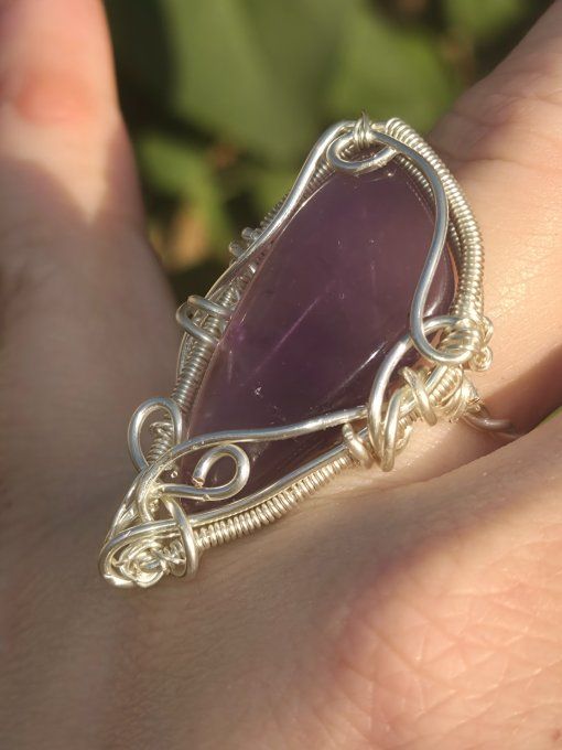 Bague chevalière améthyste- serenité & créativité.