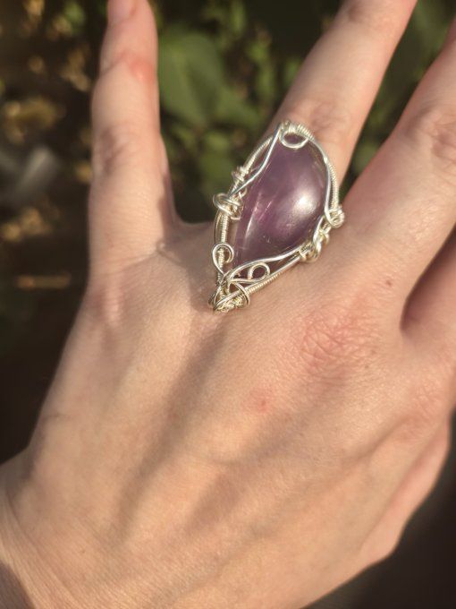 Bague chevalière améthyste- serenité & créativité.