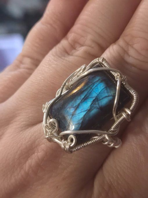 Bague chevalière argent Labradorite Bleue nuit  – Bijou De Protection Et D’Intuition 