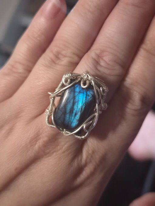 Bague chevalière argent Labradorite Bleue nuit  – Bijou De Protection Et D’Intuition 