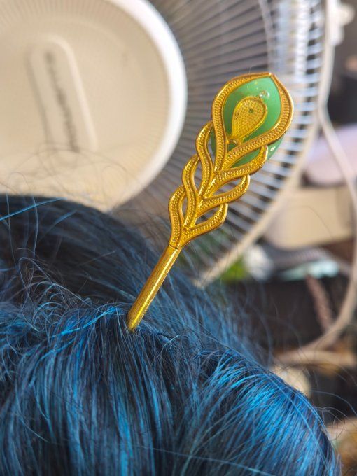 Pic à chignon chrysoprase ,calcedoine verte
