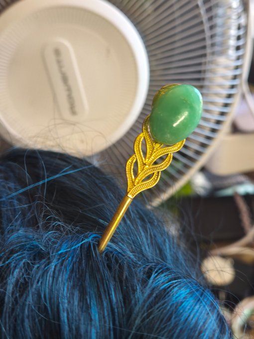 Pic à chignon chrysoprase ,calcedoine verte