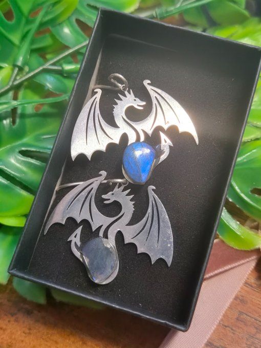 Boucle d’oreille labradorite - Dragon