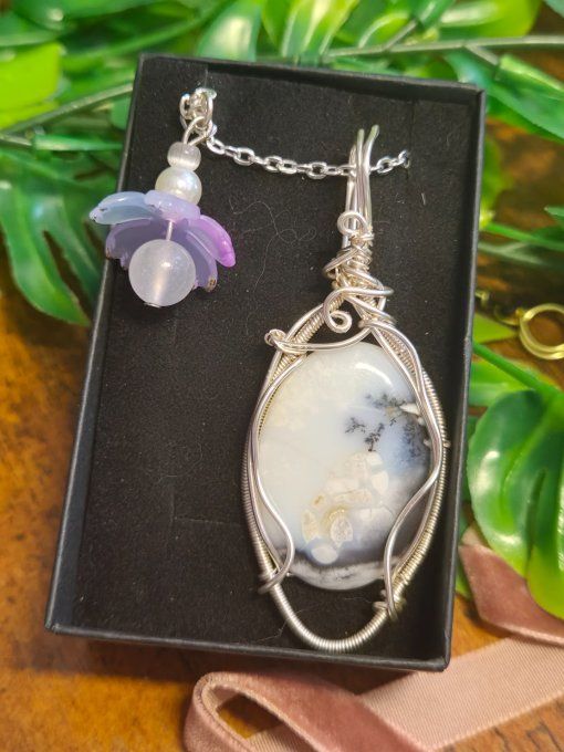 Amulette Merlinite - Opale Dendritique - Pierre de Magie et d’Équilibre✨