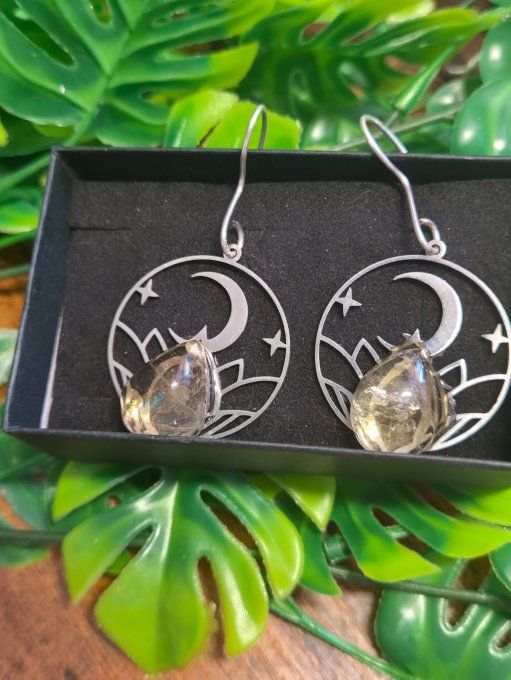 Boucles D’Oreilles Citrine ✨ Pierre De L’abondance et joie