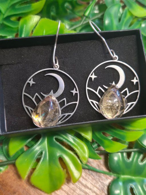 Boucles D’Oreilles Citrine ✨ Pierre De L’abondance et joie