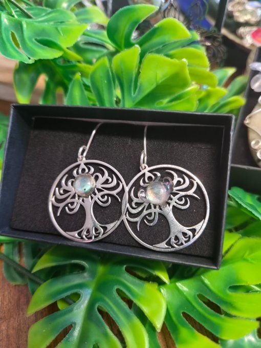 Boucle d’oreille labradorite 