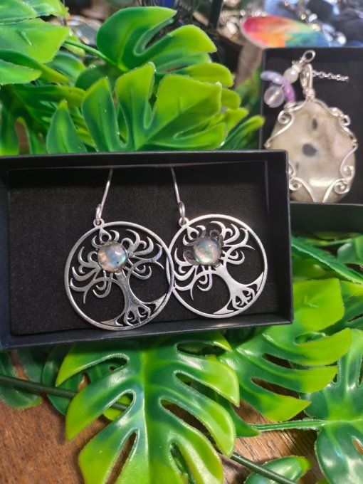 Boucle d’oreille labradorite