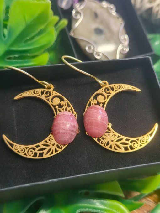 Boucle d’oreille rhodochrosite - Sérénité & Bien-Être Émotionnel