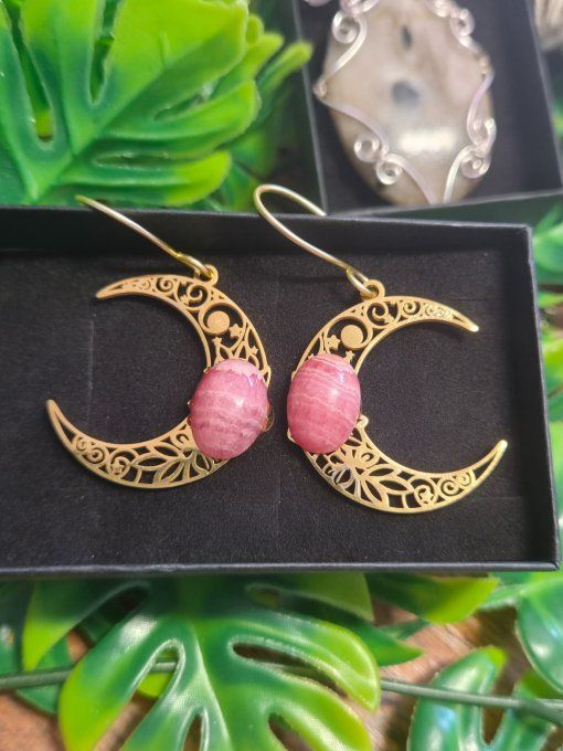 Boucle d’oreille rhodochrosite - Sérénité & Bien-Être Émotionnel  
