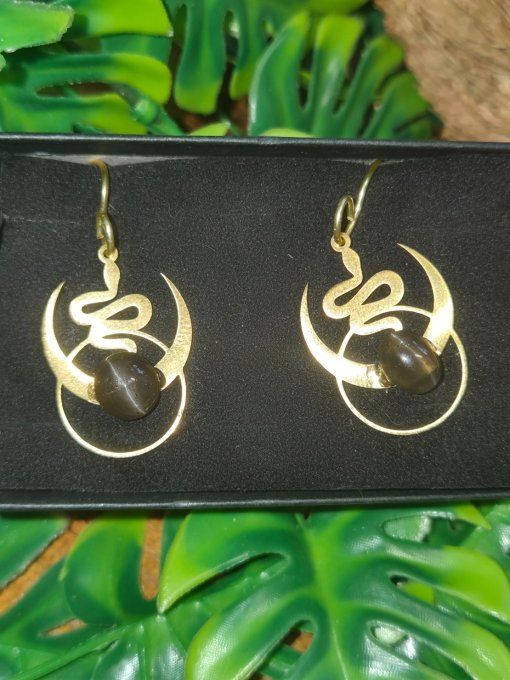 Boucle d'oreille chrysoberyl Oeil de chat-Protection et peurs