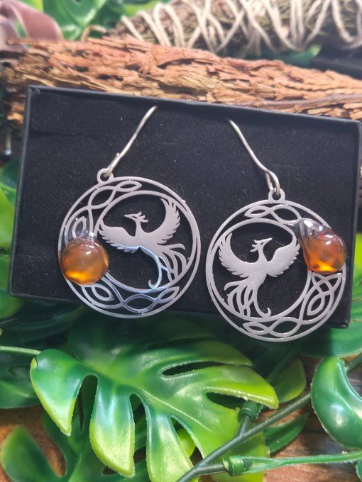  Boucles d'oreilles Cornaline - Phénix 