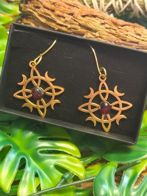 Boucle d’oreille  Grenat rhodolite : amour ,passion. 