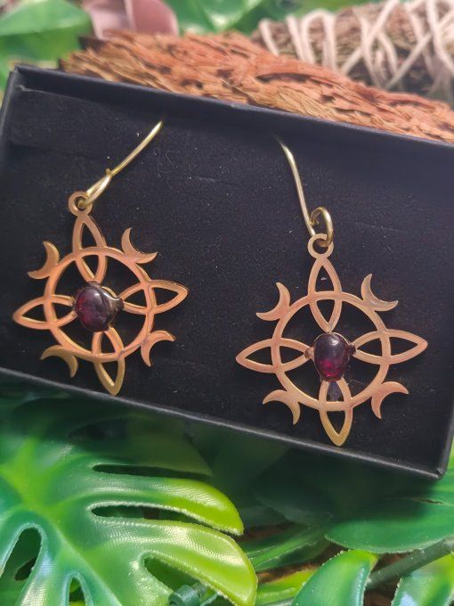 Boucle d’oreille Grenat rhodolite : amour ,passion.