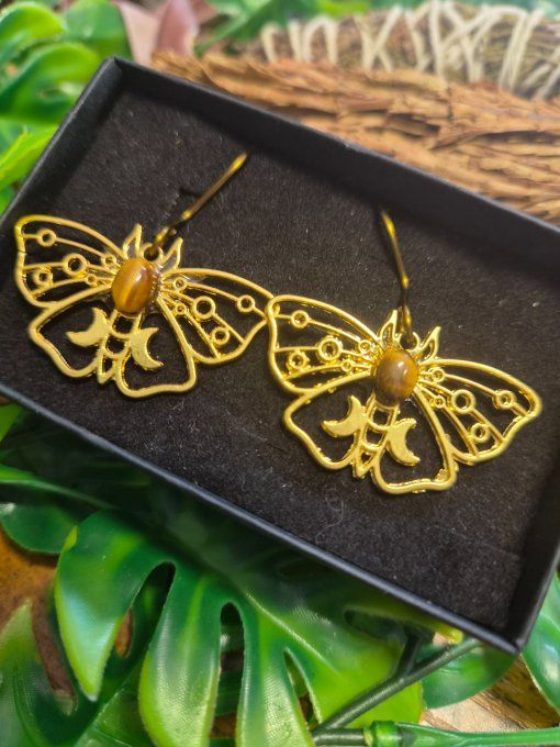 Boucle d’oreille Oeil de tigre ☀️Protection Solaire et Chance