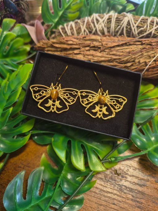 Boucle d’oreille Oeil de tigre ☀️Protection Solaire et Chance 