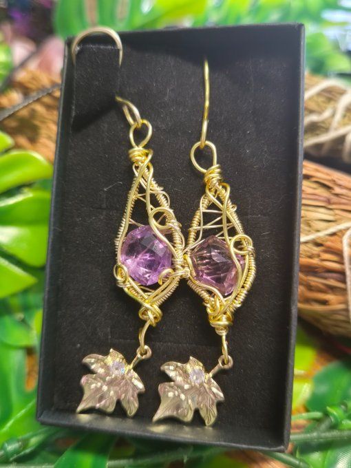 Boucles d’oreille amethyste Or facette.