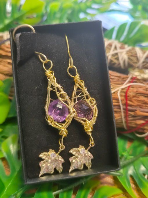 Boucles d’oreille amethyste Or facette.