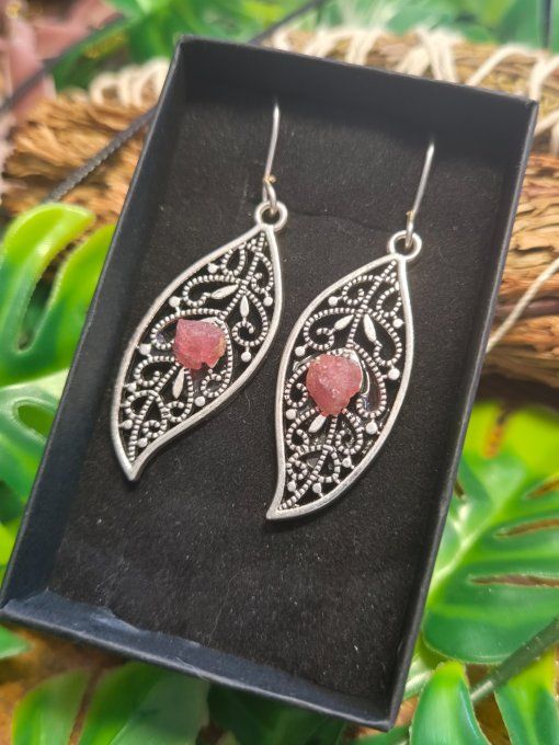 Boucle d’oreille Tourmaline rose (Rubellite )✨Blessure Émotionnelle et Protection -