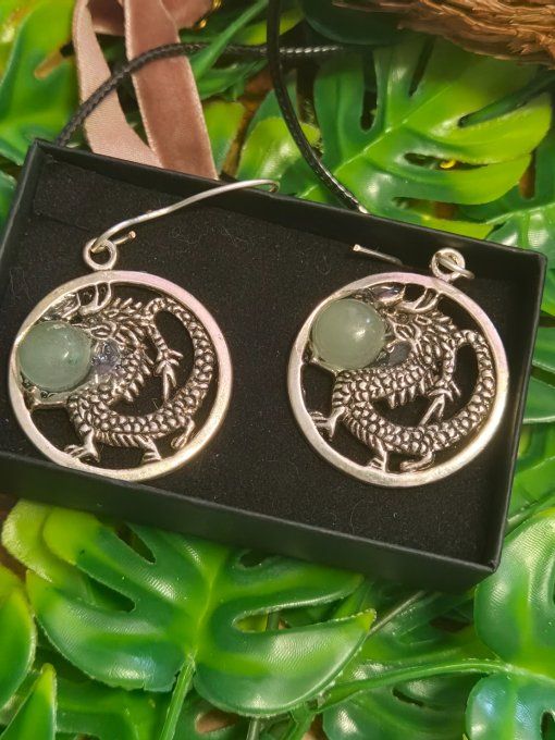 Boucle d’oreille Aventurine Verte