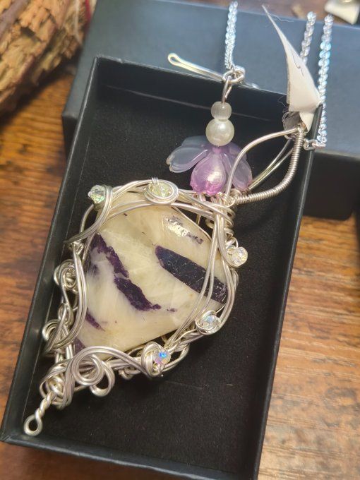 Pendentif✨Calcite Fluorite violette pierre naturelle 