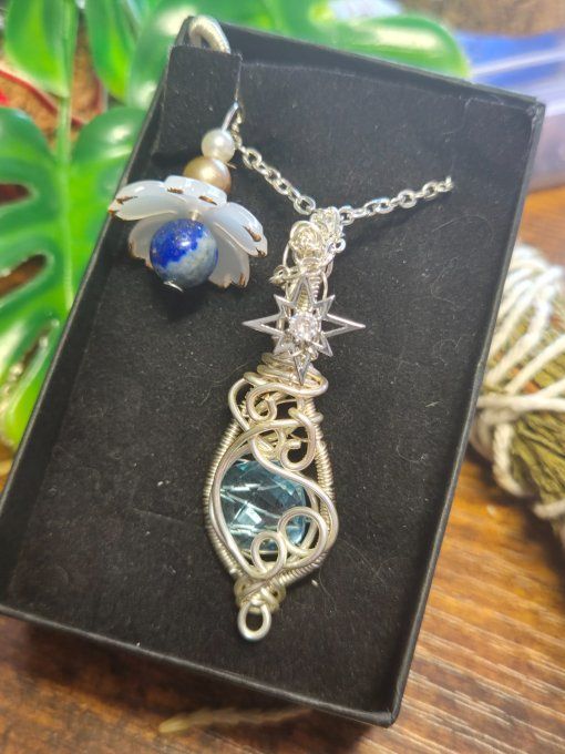 Pendentif Topaze bleu du Brésil✨