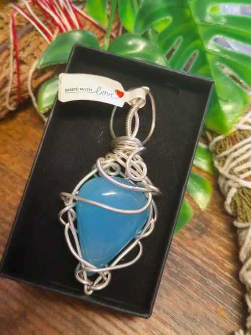  Pendentif Onyx bleu d'argentine - Amulette
