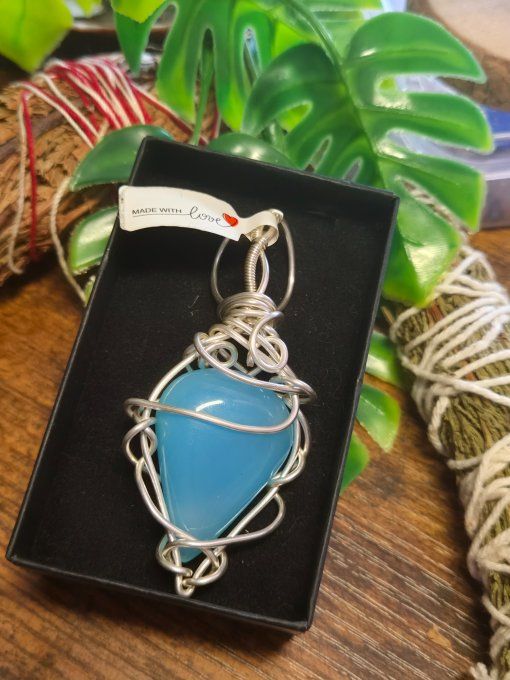  Pendentif Onyx bleu d'argentine - Amulette