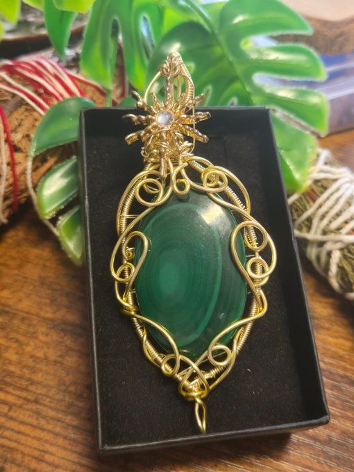 Pendentif  Or Malachite – Harmonie & Protection Du Cœur