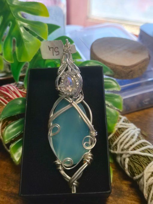  Pendentif argent Aqua Calcédoine✨