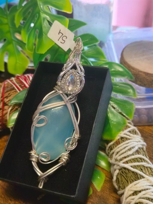  Pendentif argent Aqua Calcédoine✨