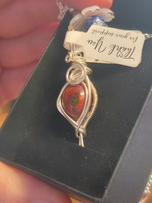 Pendentif Opale de feu mexicaine ✨ Feu de vie & passion 
